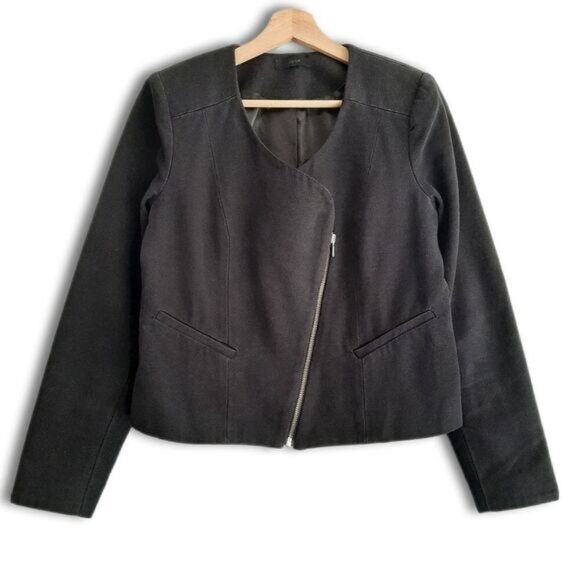 JOE'S JEANS Canvas Moto Bomber Textile Jacket Black Sz S - Picture 1 of 16